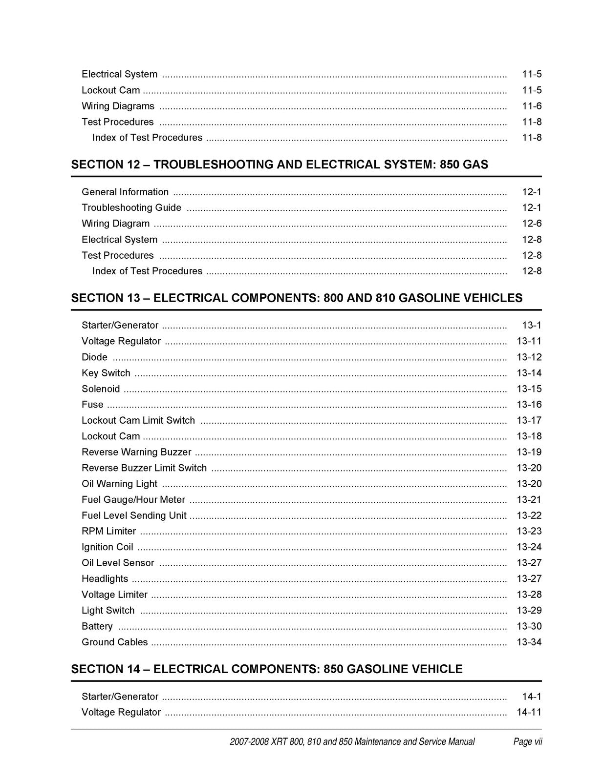 CLUB CAR XRT 800 810 850 Maintenance And Service Manual 2007-2008 - WIRE BOUND