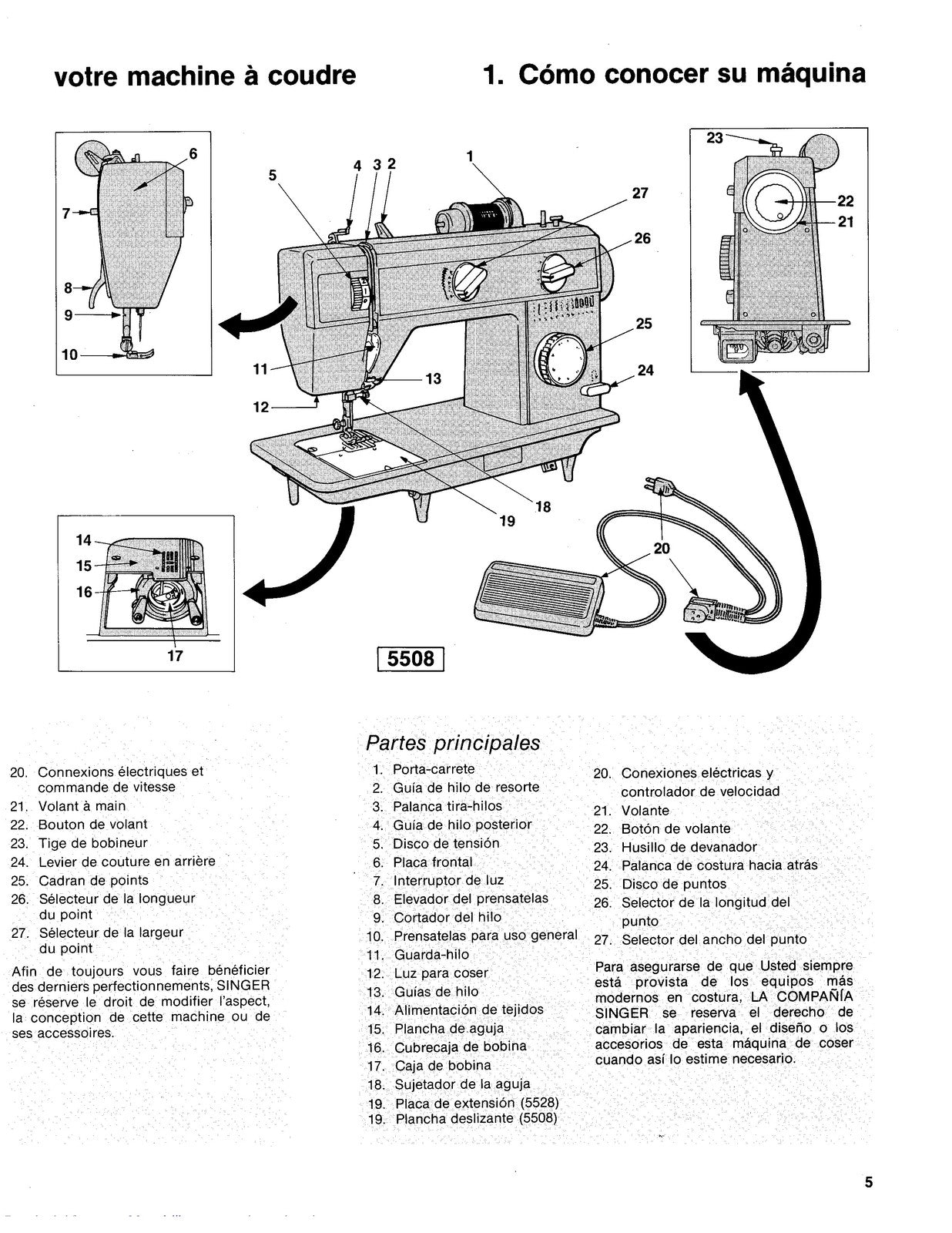 SINGER 5508 5528 Instruction Manual - STEEL WIRE BOUND - PROTECTIVE COVERS
