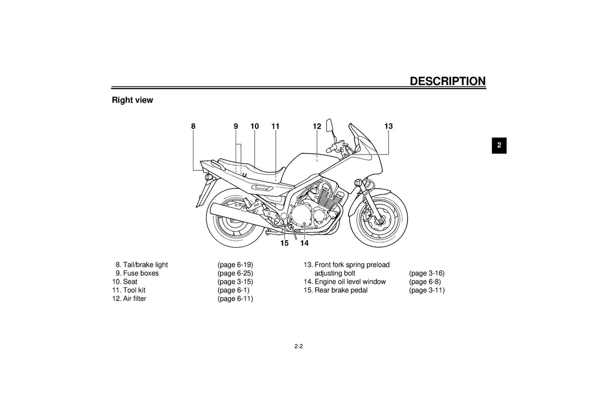 YAMAHA XJ900S Motorcycle Owners Manual 2000 - STEEL WIRE BOUND - TOUGH COVERS