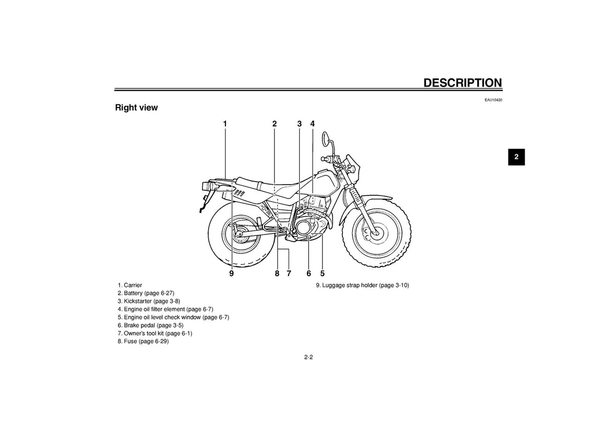 YAMAHA TW200E Owners Manual 2001 - STEEL WIRE BOUND - PROTECTIVE COVERS