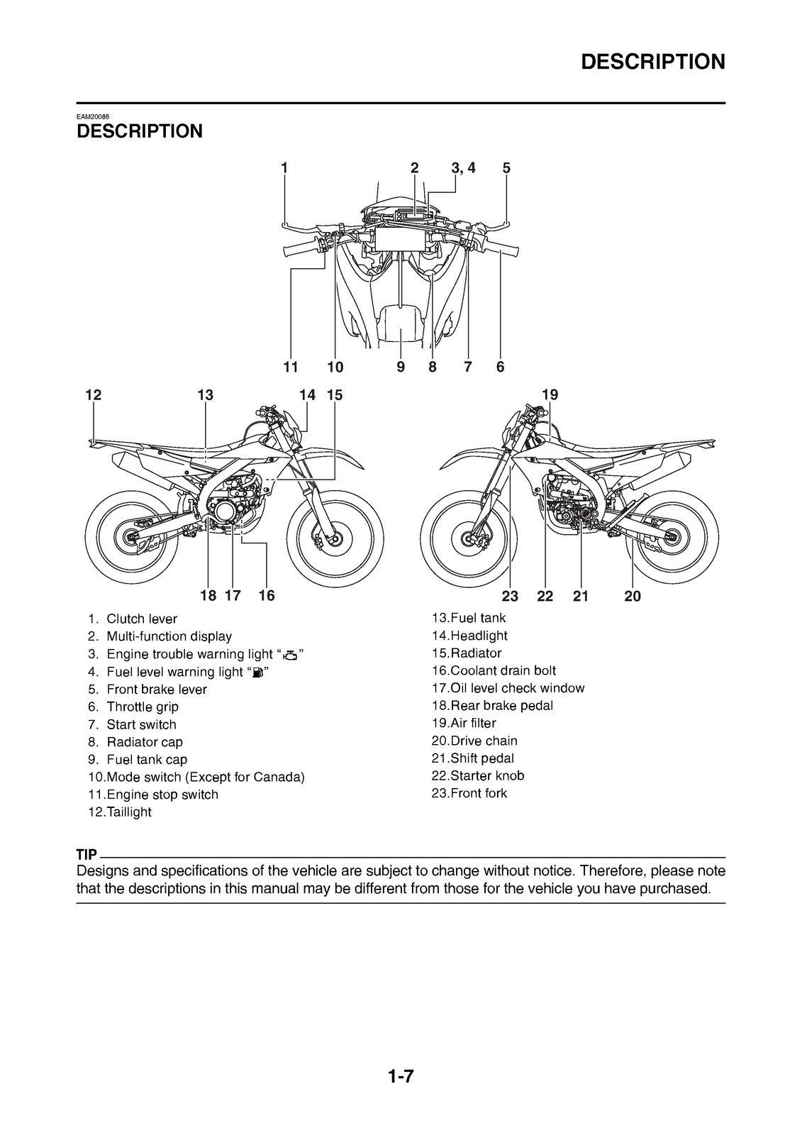 YAMAHA 2023 WR250F WR250FP Owners Manual - BOUND - COVERS - XL FOLDOUT PAGES