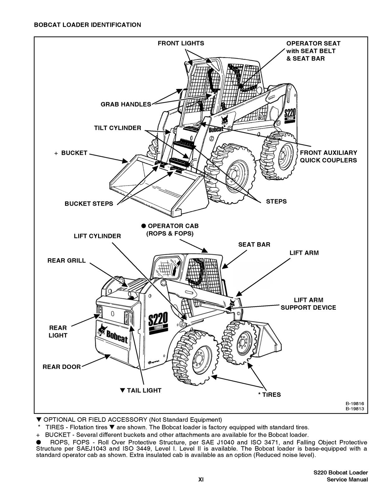 BOBCAT S220 TURBO HIGH FLOW SERVICE MANUAL - BOUND - COVERS - XL FOLDOUT PAGES