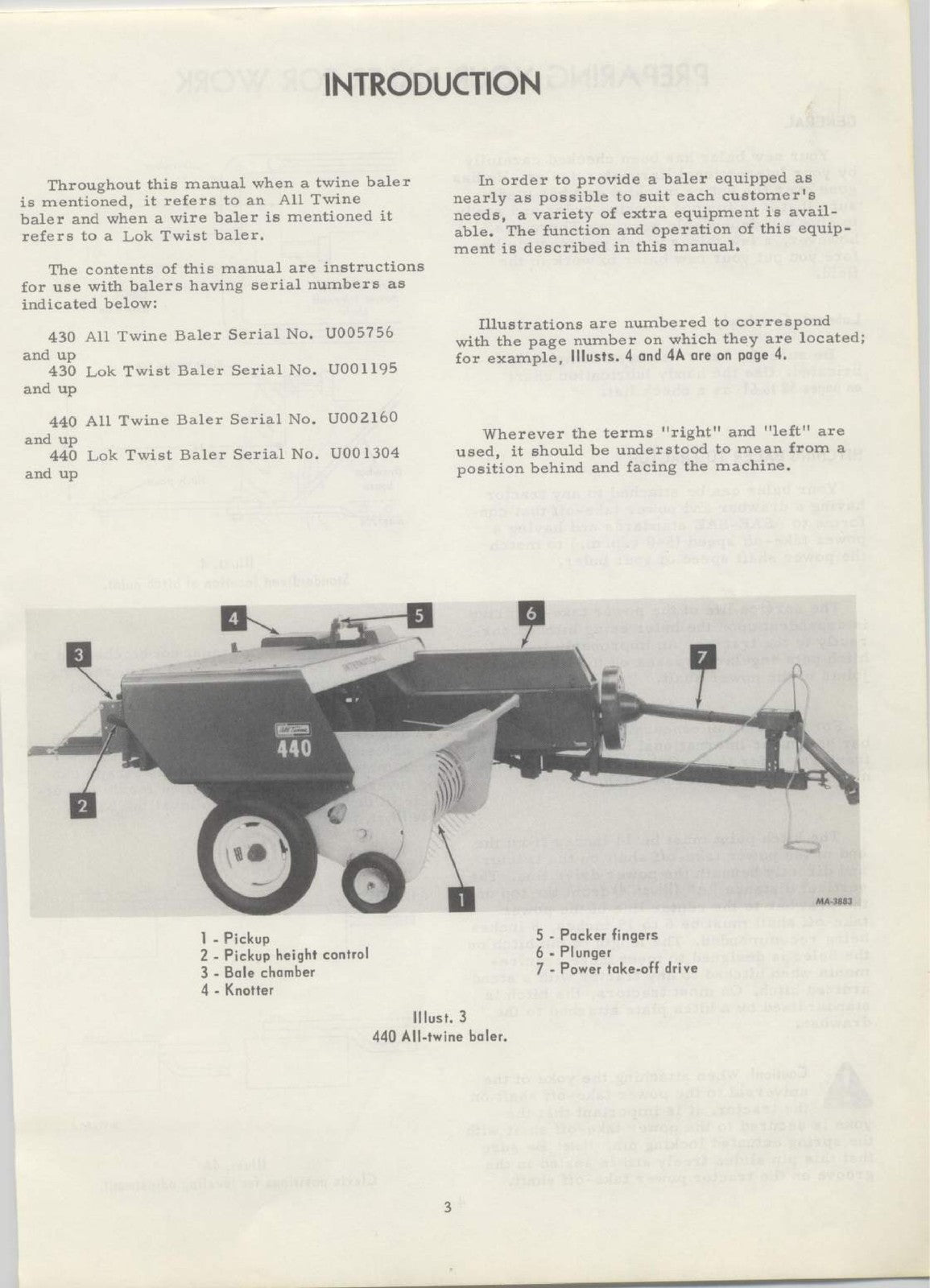 INTERNATIONAL HARVESTER 430 440 BALER OPERATORS MANUAL - WIRE BOUND - COVERS