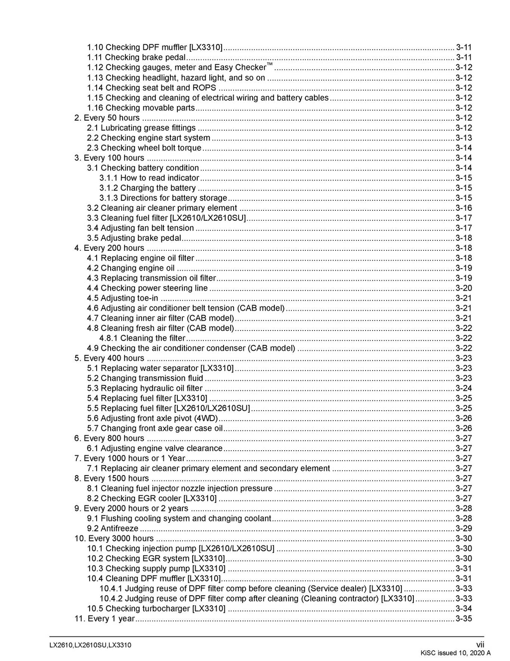 KUBOTA LX2610 LX2610SU LX3310 WORKSHOP MANUAL - BOUND - COVERS - XL FOLDOUTS