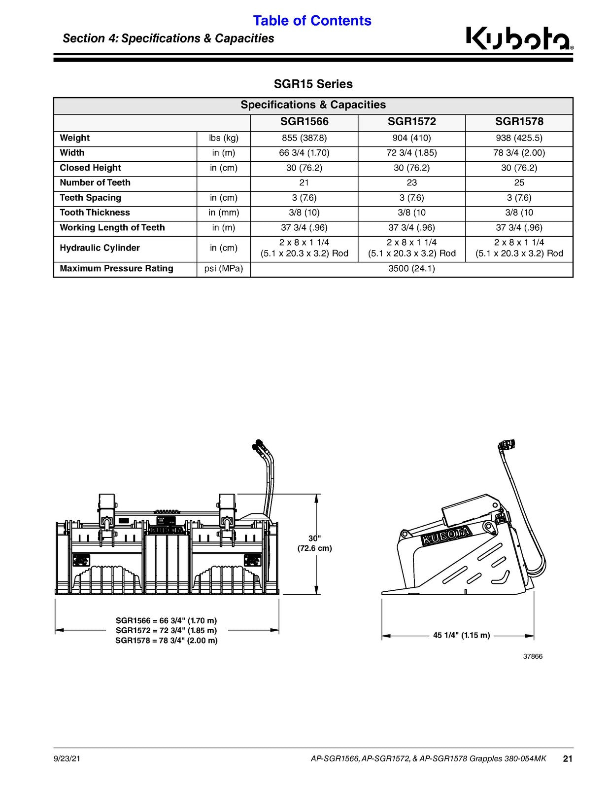 LAND PRIDE SGR15 Series Rock Grapples Operators Manual - WIRE BOUND - COVERS