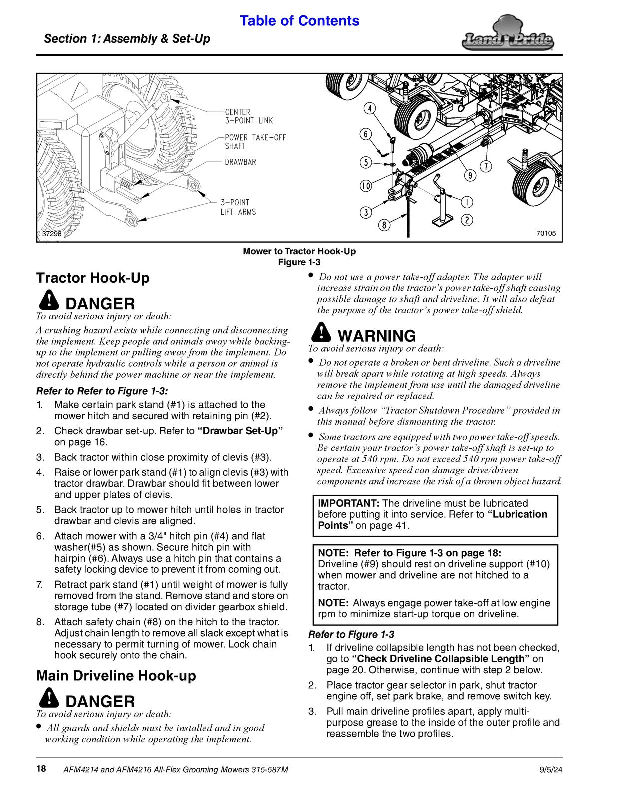 LAND PRIDE AFM4214 AFM4216 All-Flex Grooming Mowers Operators Manual 2024