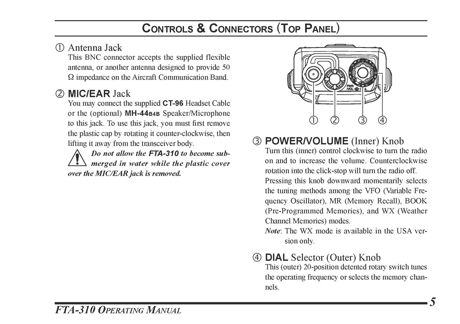 YAESU FTA-310 Air Band Transceiver Operating Manual 2012 - WIRE BOUND - COVERS