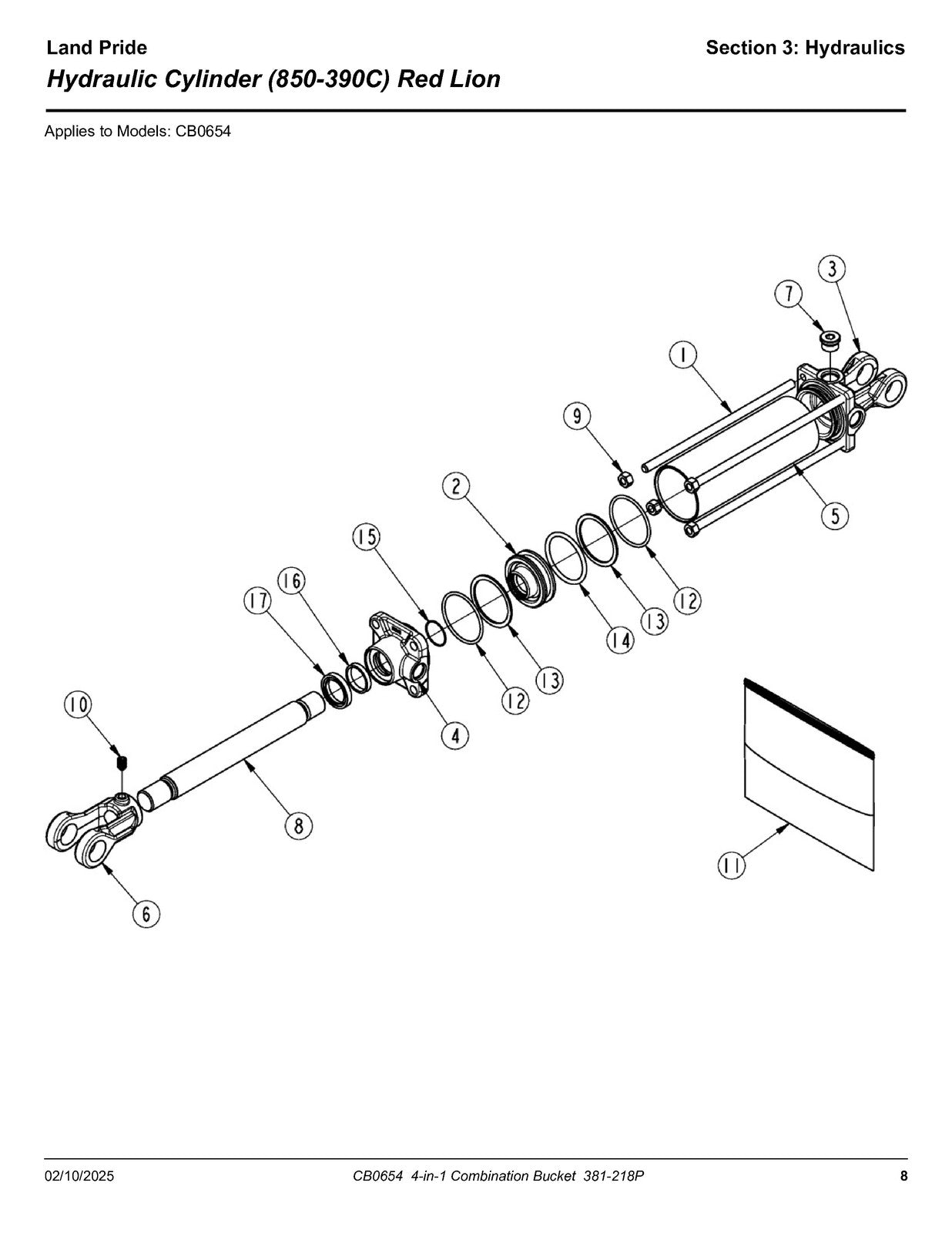 LAND PRIDE CB0654 Combo Buckets Parts Manual 2025 - WIRE BOUND - TOUGH COVERS