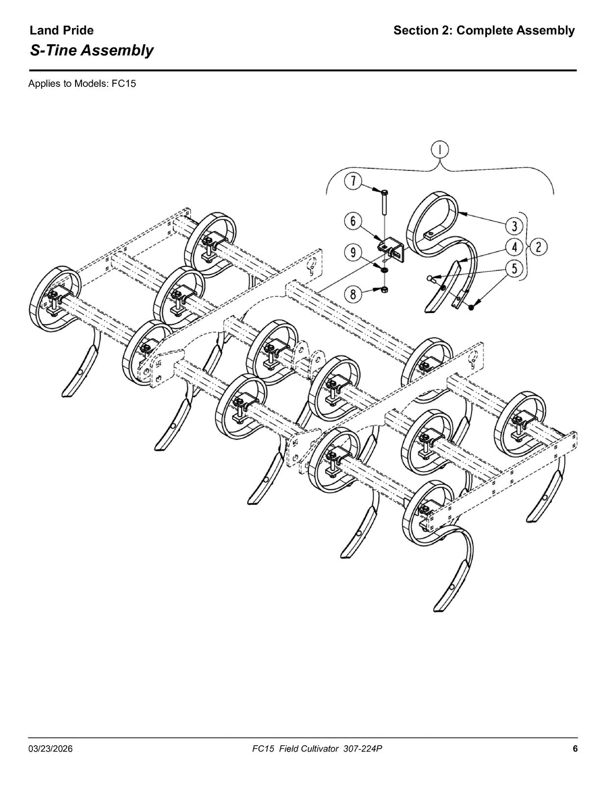 LAND PRIDE FC15 Series Field Cultivator Parts Manual 2026 - WIRE BOUND - COVERS
