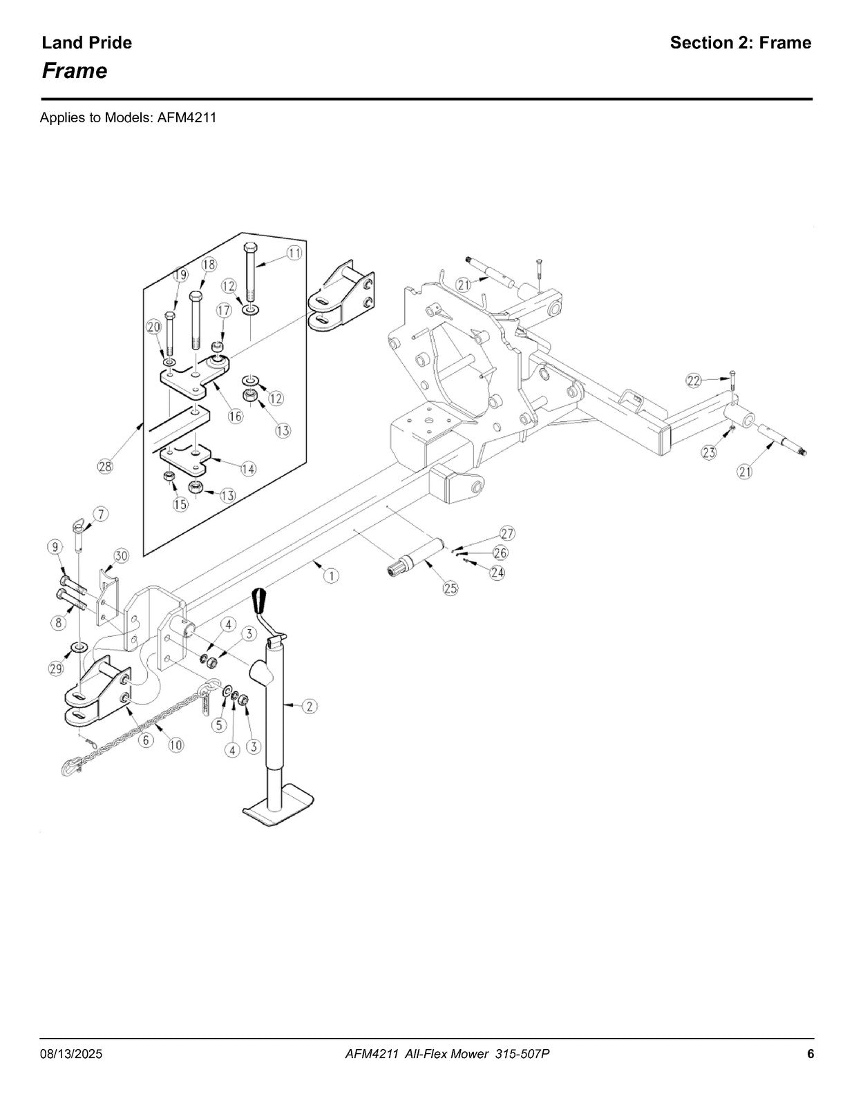 LAND PRIDE AFM4211 All-flex Mowers Parts Manual 2025 - WIRE BOUND - TOUGH COVERS