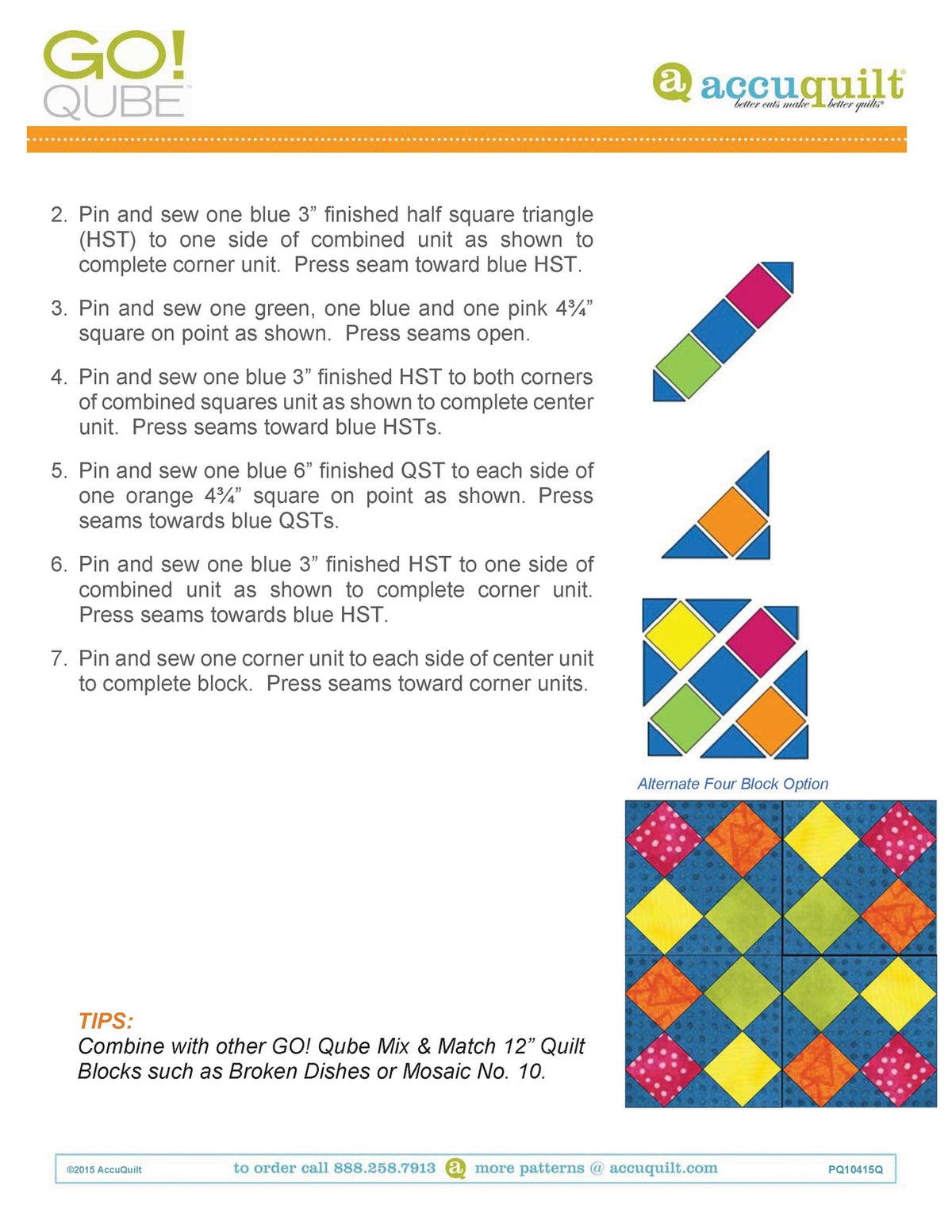 AccuQuilt GO Qube 10" & 12" Block Corners Angles Operators Manual BUNDLE