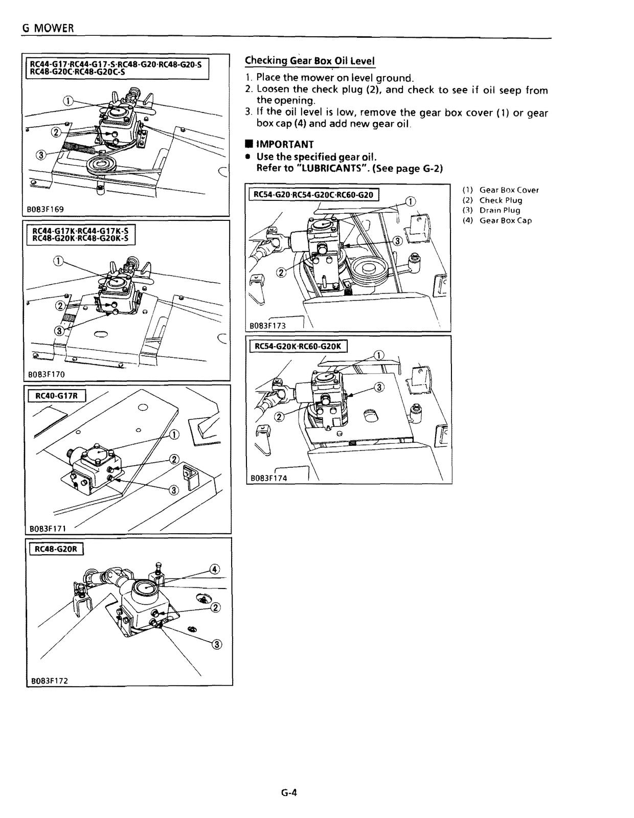 KUBOTA RC40-G17 RC44-G17 RC48-G20 RC54-G20 RC60-G20 Mower Service Manual - BOUND