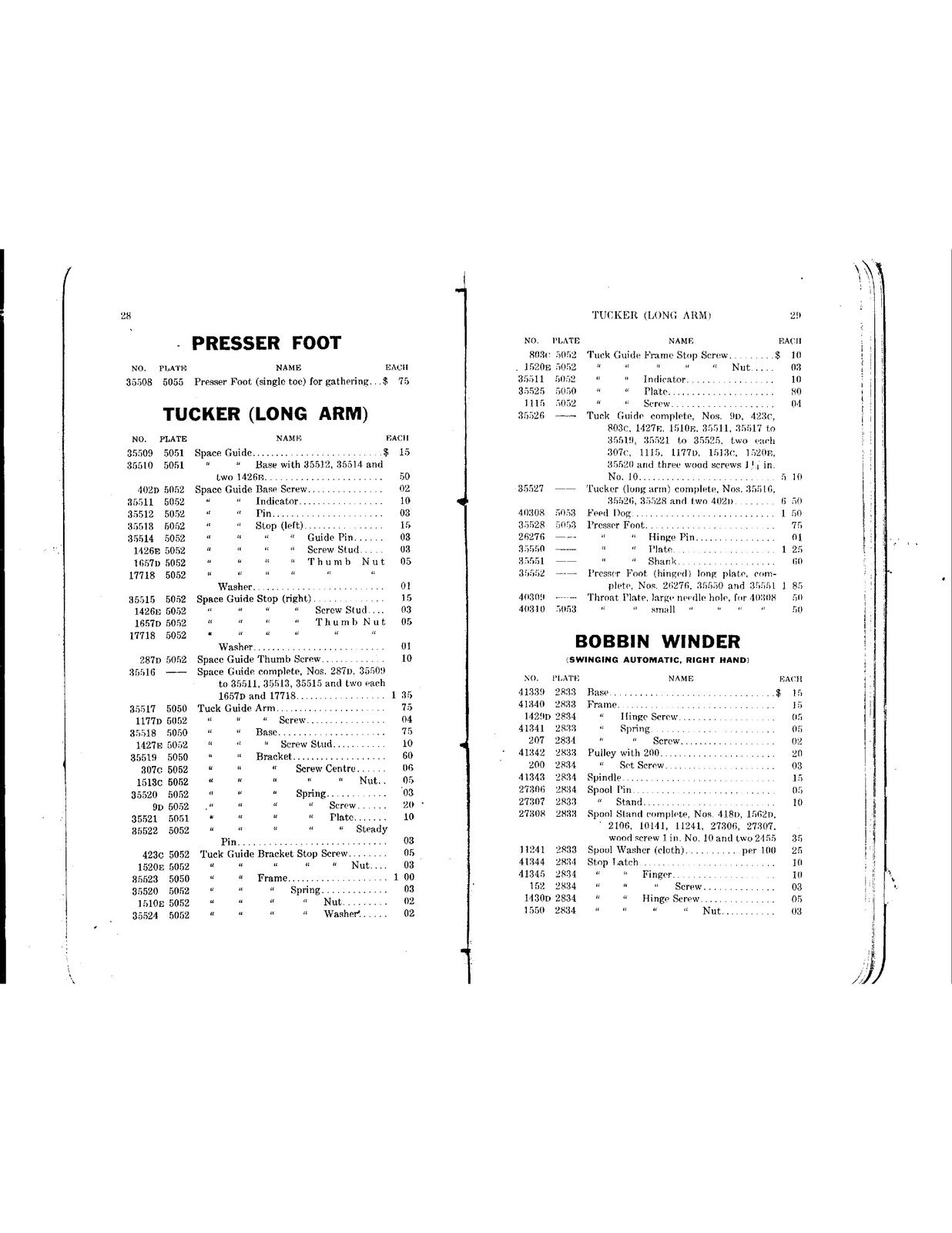 SINGER 88-1 To 88-3 Sewing Machine Parts List Manual 1909 - WIRE BOUND - COVERS