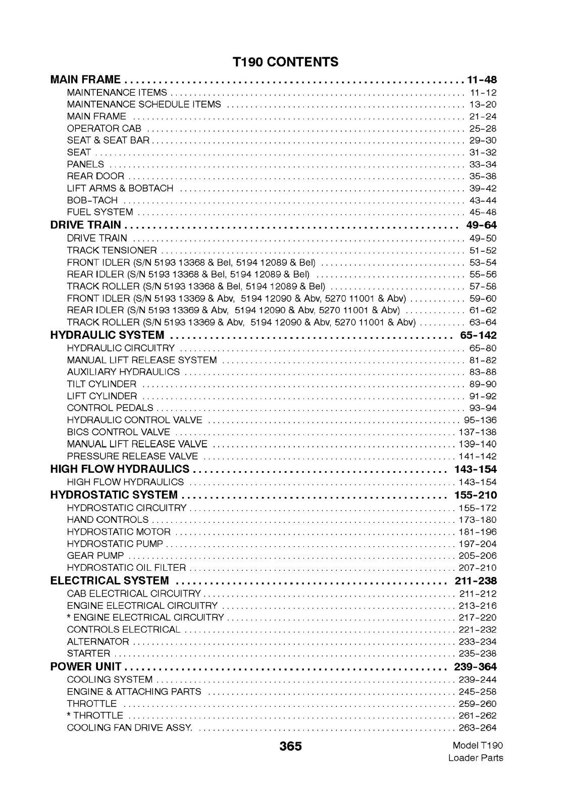 BOBCAT T190 Parts Manual 2003 SN 519311001 Up - STEEL WIRE BOUND - TOUGH COVERS