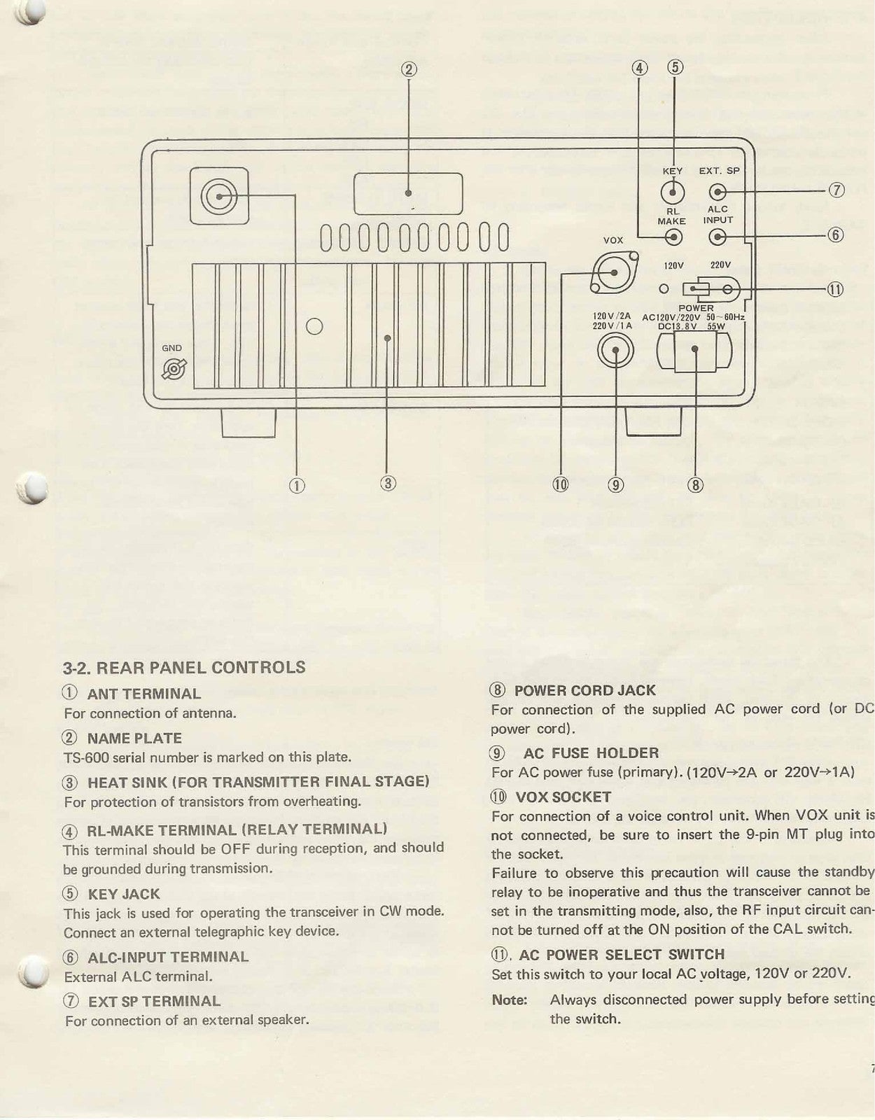 KENWOOD TS-600 6m Transceiver Operating Manual - STEEL WIRE BOUND - TOUGH COVERS