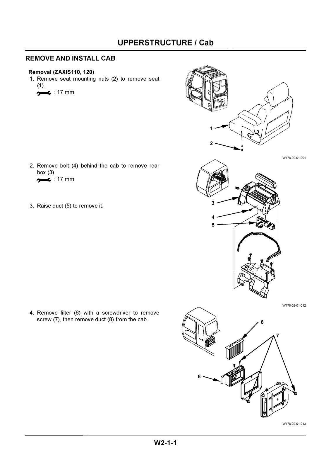 HITACHI ZAXIS 110 120 125US 135US Workshop Manual - WIRE BOUND - TOUGH COVERS