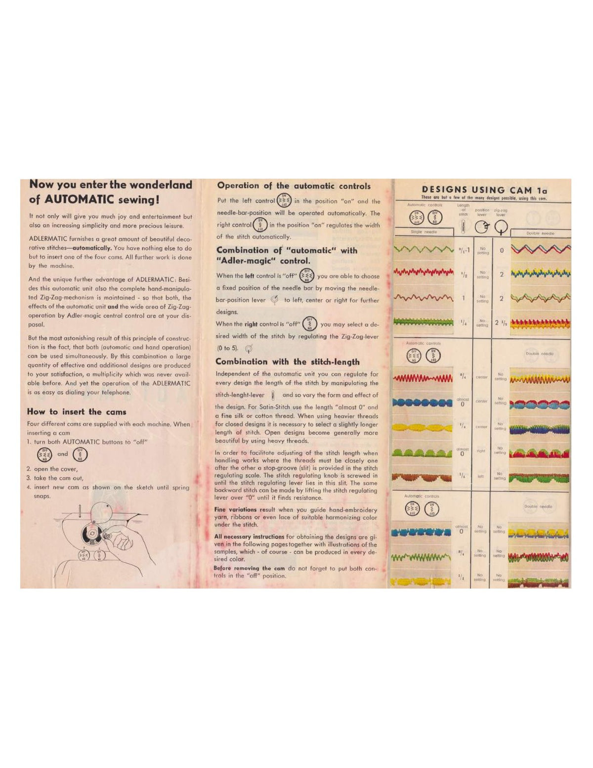 ADLER Adlermatic 153 A Sewing Machine Instruction Manual - WIRE BOUND - COVERS