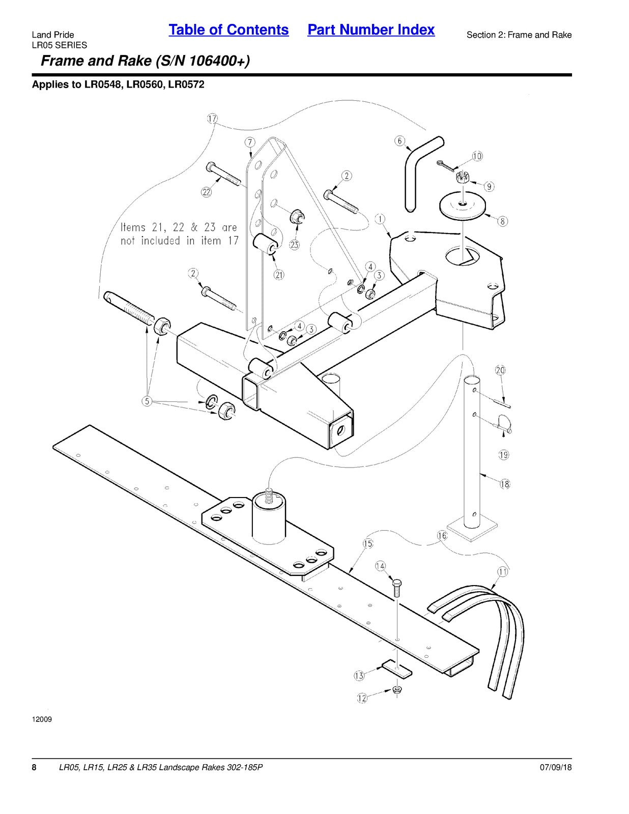 LAND PRIDE LR05 Series Landscape Rakes Parts Manual 2018 - WIRE BOUND - COVERS