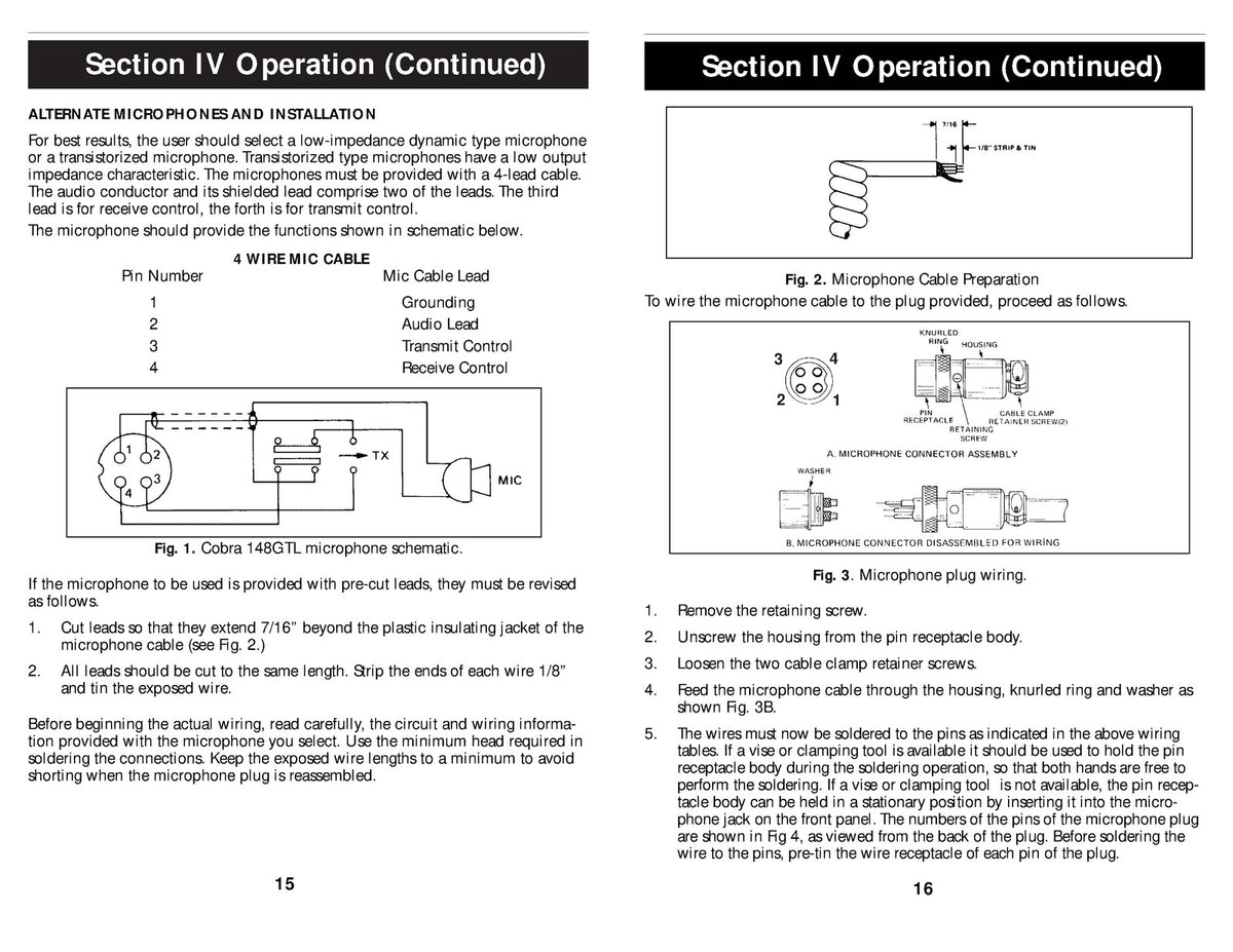 COBRA 148 GTL CB Radio Operating Instructions Manual - WIRE BOUND - TOUGH COVERS