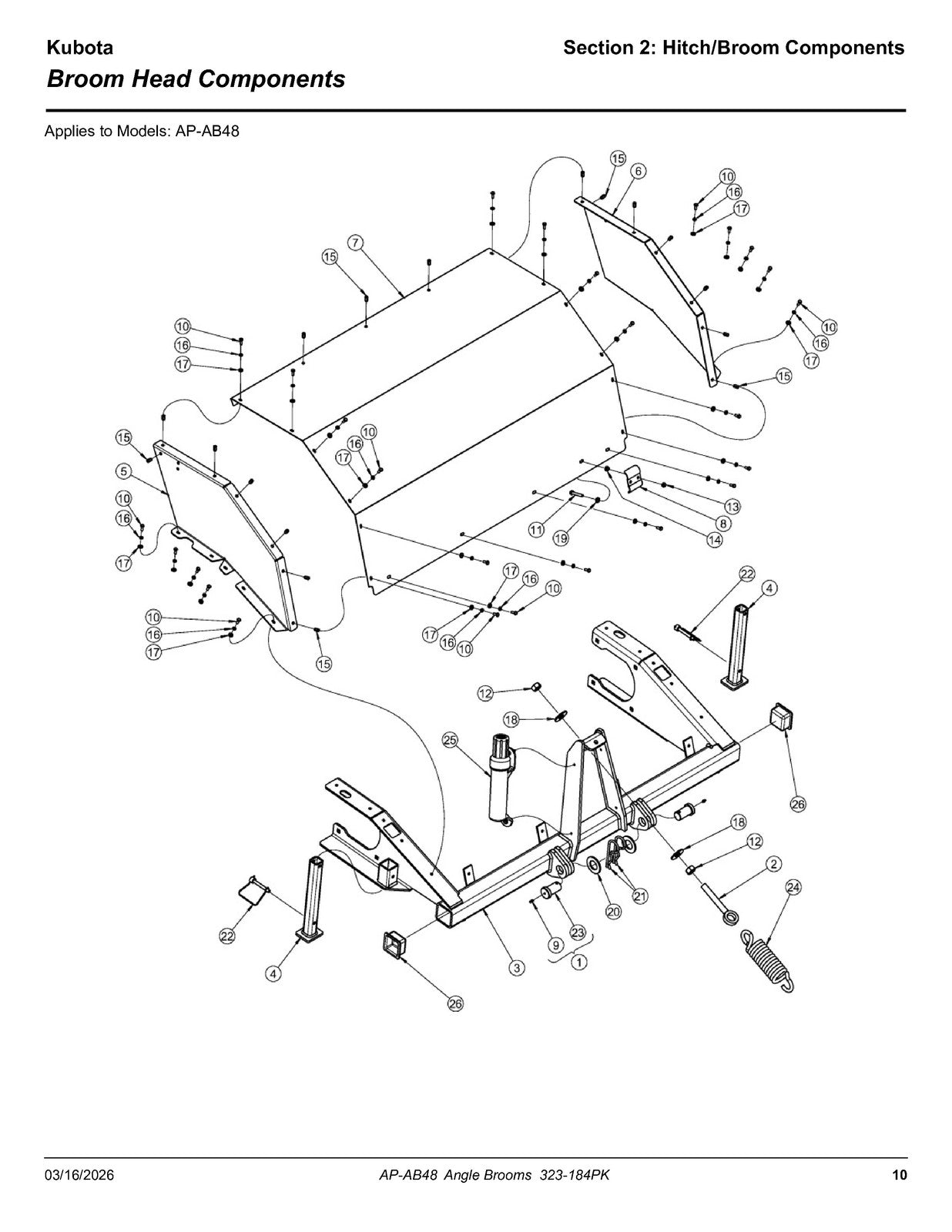 LAND PRIDE AB48 Angle Broom Parts Manual 2026 - STEEL WIRE BOUND - TOUGH COVERS