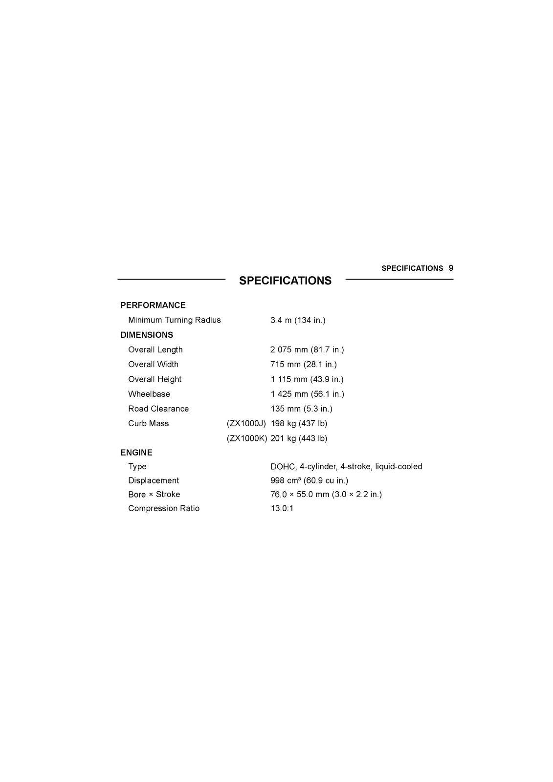 KAWASAKI Ninja ZX-10R 30th Anniversary Edition Owners Manual 2015 - WIRE BOUND