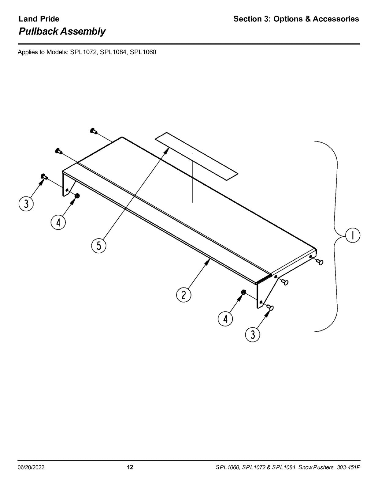 LAND PRIDE SPL10 Series Loader Mount Snow Pushers Parts Manual 2022 - WIRE BOUND