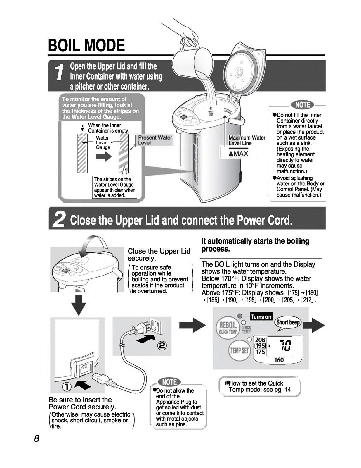 ZOJIRUSHI CD-WHC40 Micom Water Boiler  Operating Instructions Manual - BOUND