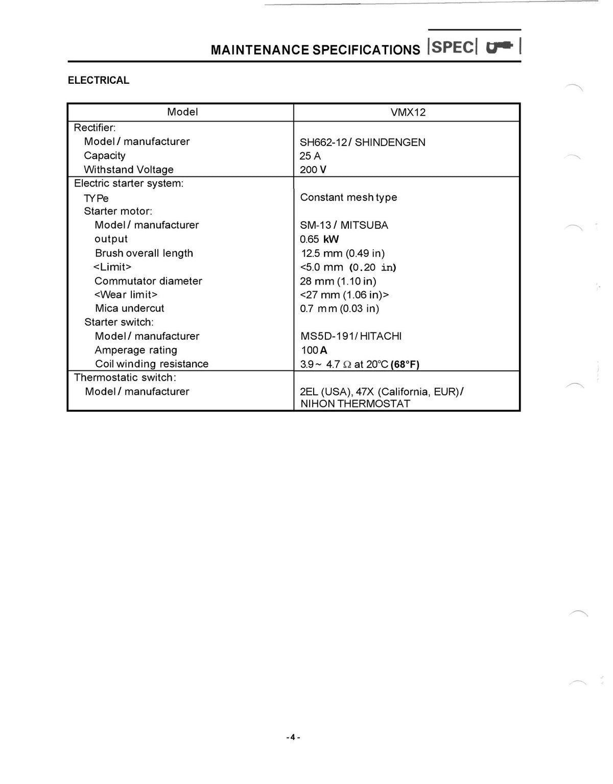 YAMAHA VMX12H VMX12HC Vmax Supplementary Service Manual 1995 - WIRE BOUND