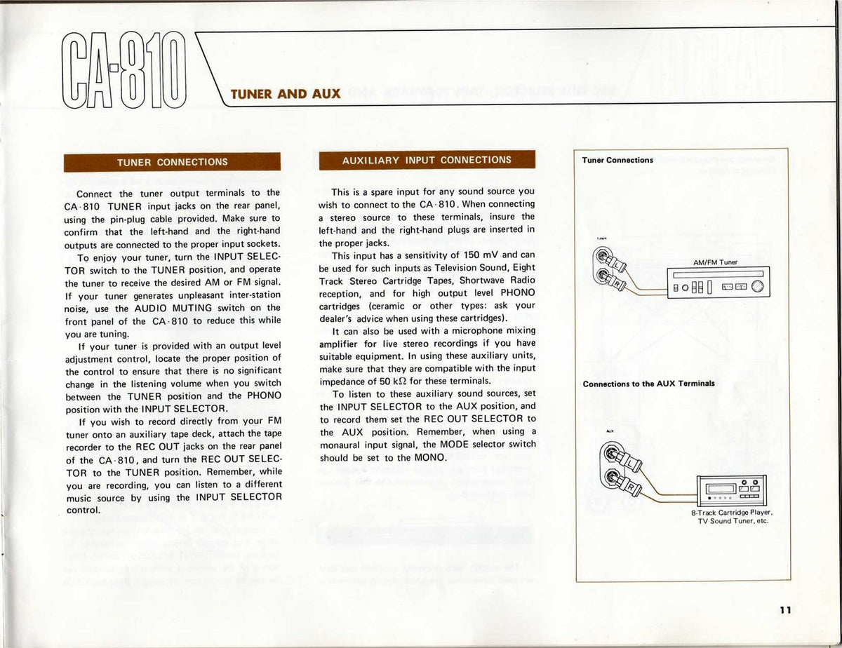 YAMAHA CA-810 Stereo Amplifier Operators & Service Manual BUNDLE - WIRE BOUND