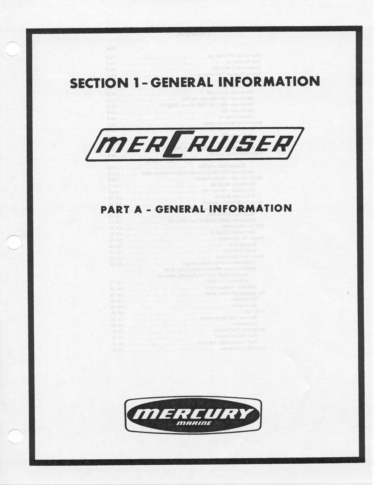 MERCURY MERCRUISER Stern Drive Units And Marine Engines Service Manual 1986