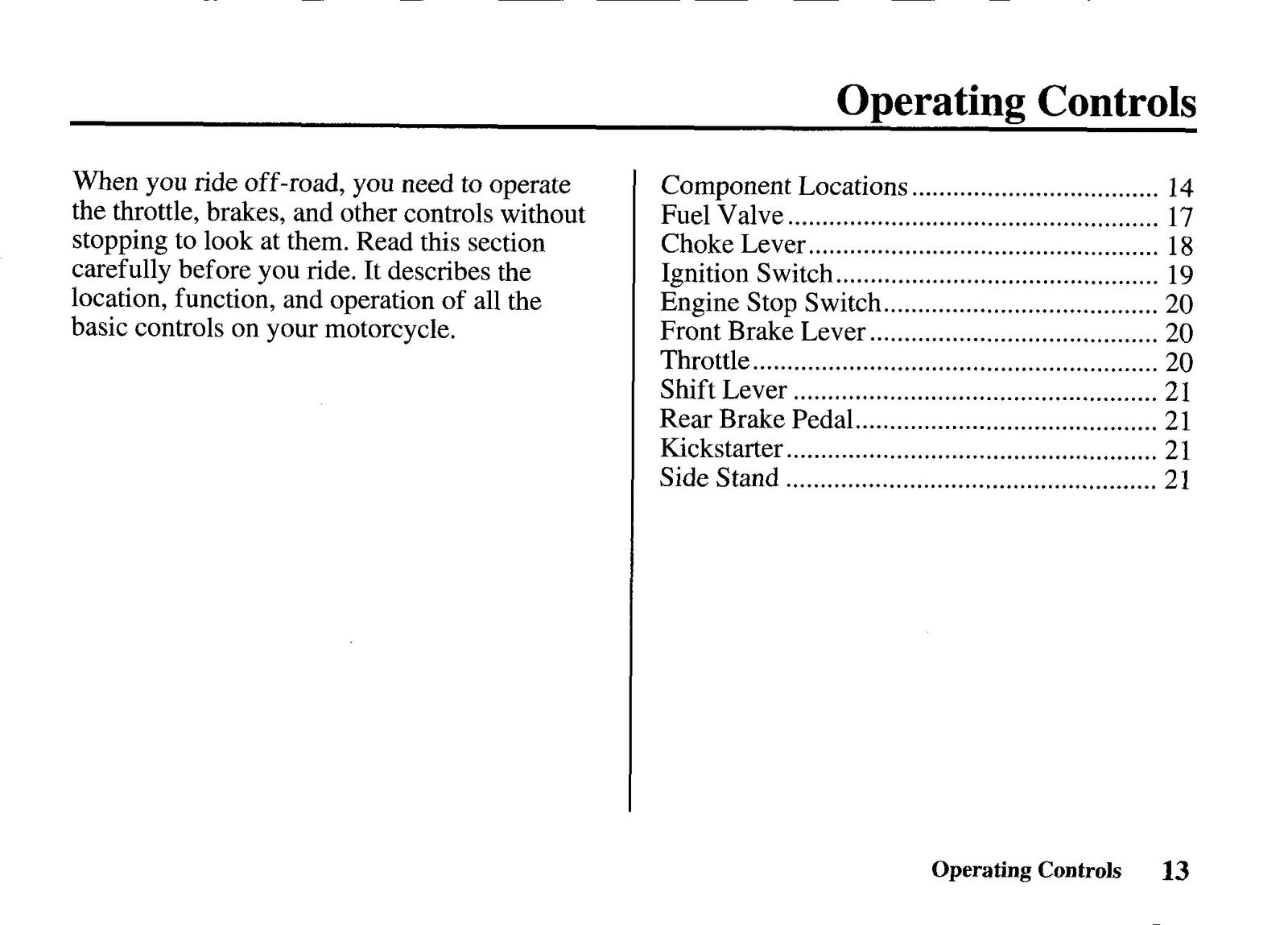 HONDA CRF50F Owners Manual 2005 - STEEL WIRE BOUND - PROTECTIVE COVERS