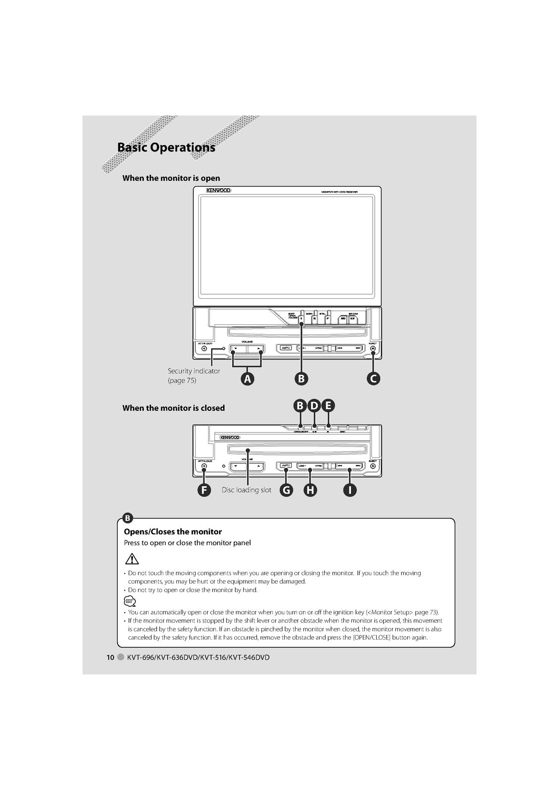 KENWOOD KVT-696 636DVD 516 546DVD Monitor With DVD Instruction Manual - BOUND