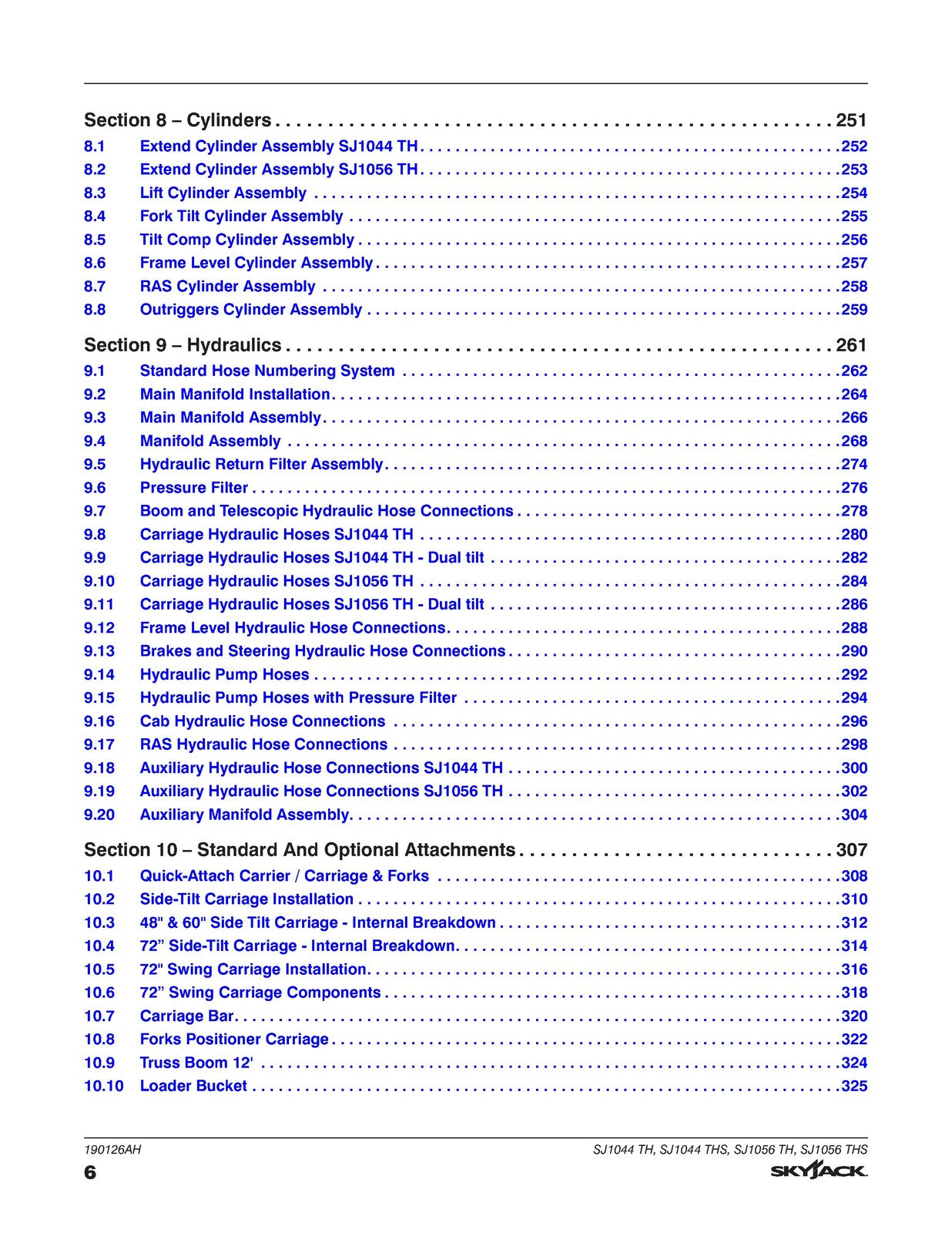 SKYJACK SJ1044 TH SJ1056 TH Telehandler Parts Manual 2021 - WIRE BOUND - COVERS