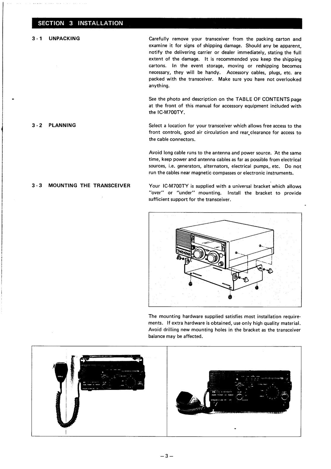 ICOM IC-M700TY Tranceiver Instruction Manual - STEEL WIRE BOUND - TOUGH COVERS