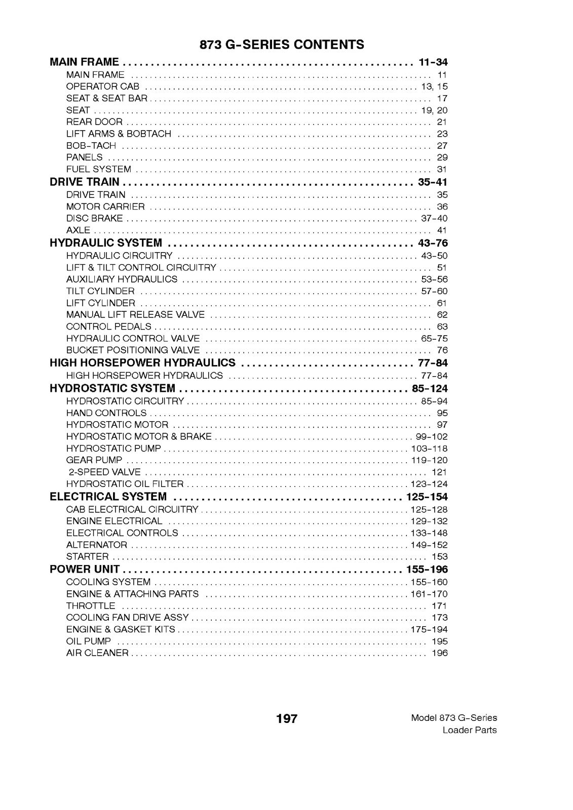 BOBCAT 873 G Series Parts Manual SN 514140001 514240001 517911001 Up - BOUND
