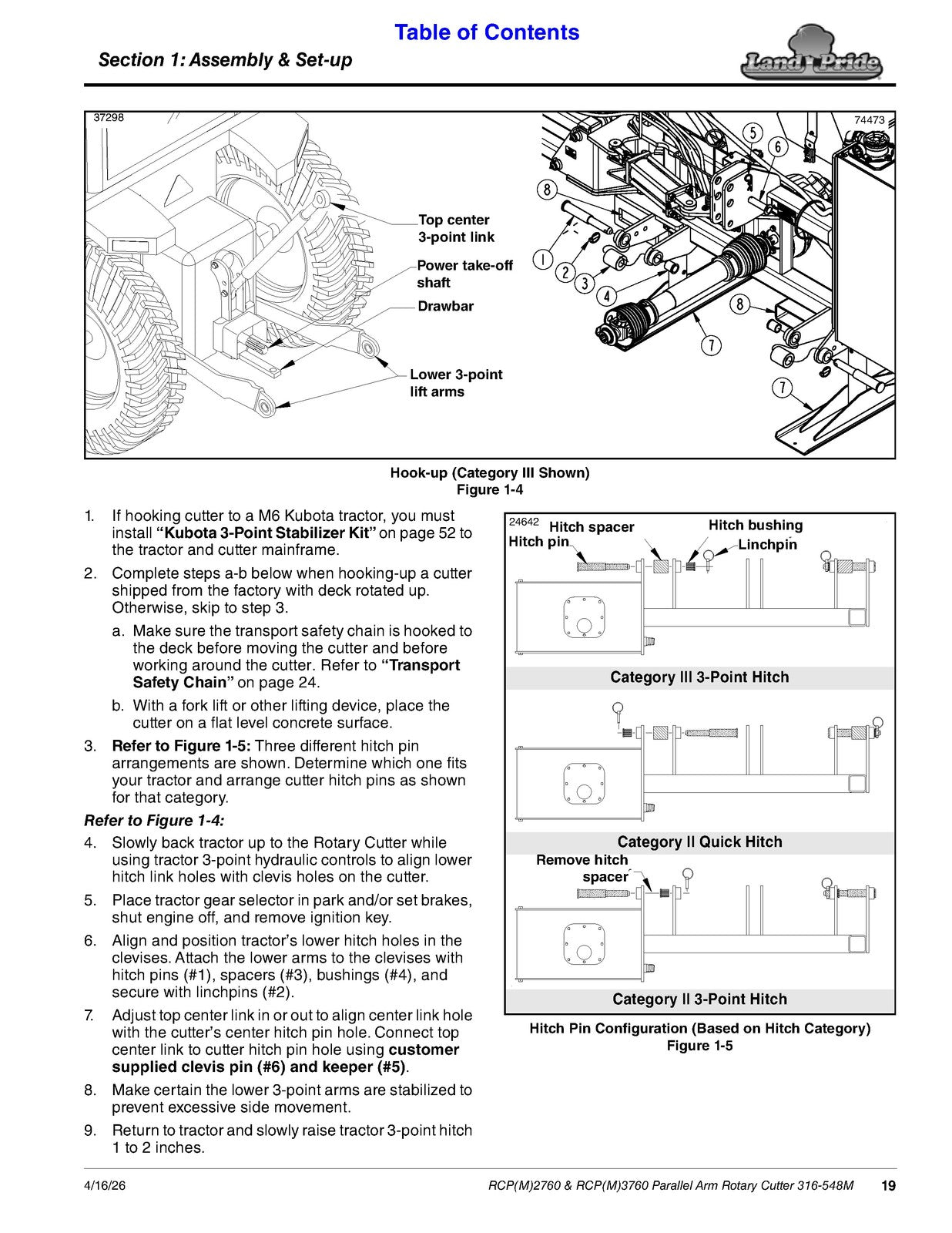 LAND PRIDE RCP27 RCP37 Series Parallel Arm Cutter Operators Manual - WIRE BOUND