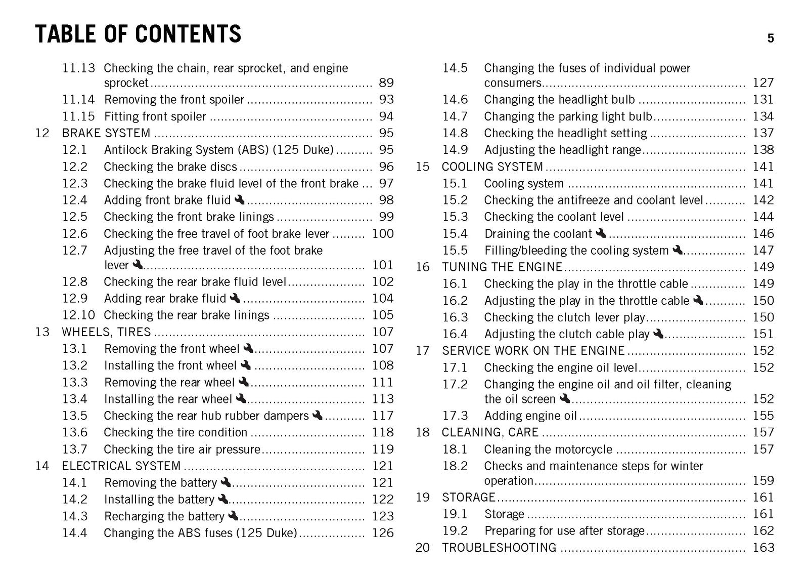 KTM 125 Duke 200 Duke Owners Manual 2016 - STEEL WIRE BOUND - PROTECTIVE COVERS