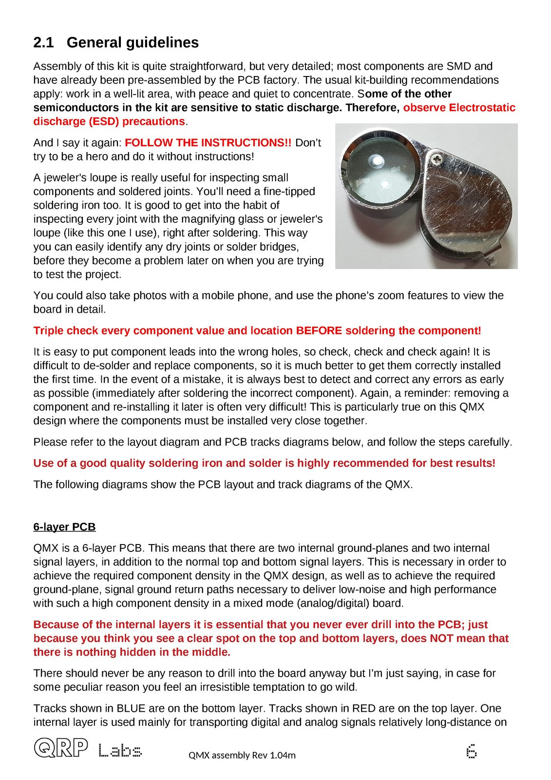 QRP LABS QMX Transceiver Assembly Manual - STEEL WIRE BOUND - PROTECTIVE COVERS
