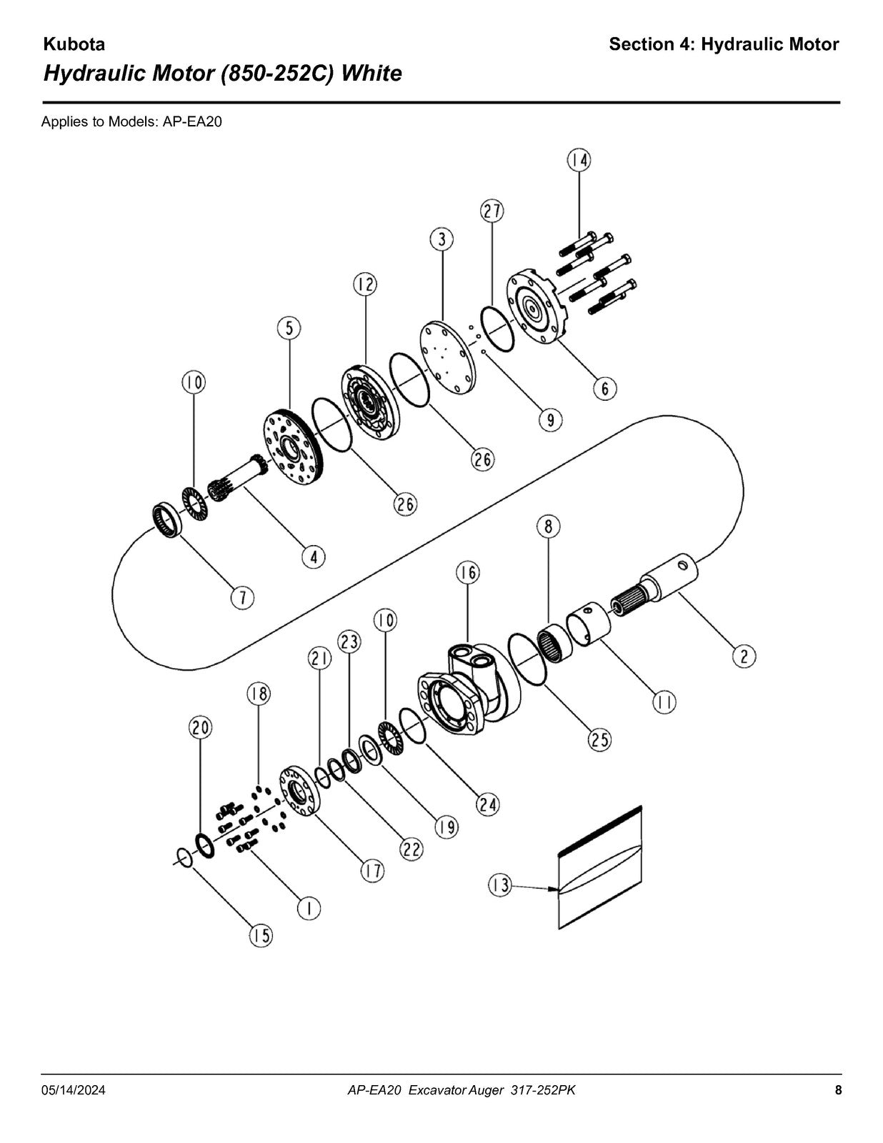LAND PRIDE EA20 Series Excavator Augers Parts Manual 2024 - WIRE BOUND - COVERS
