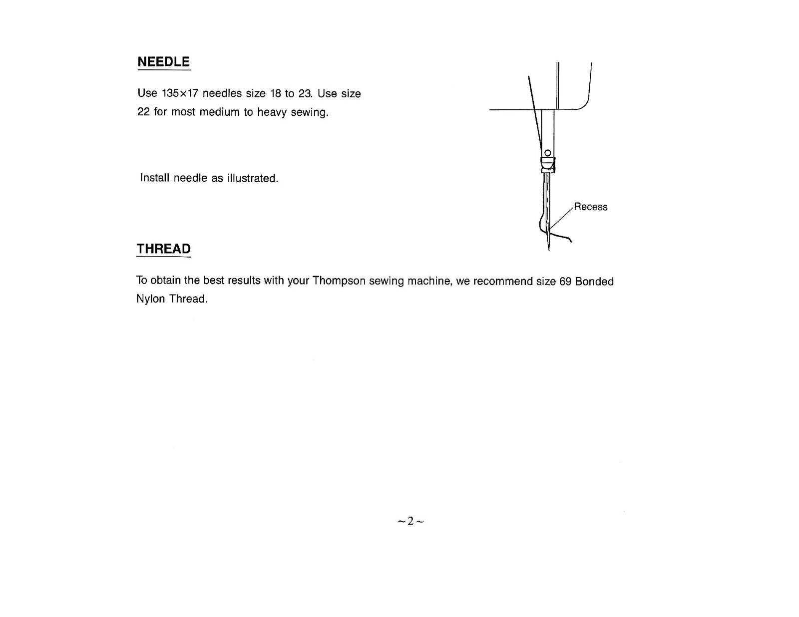 THOMPSON PW-301 Walking Foot Sewing Machine User Manual - WIRE BOUND - COVERS