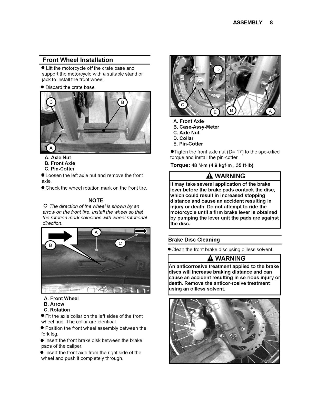 KAWASAKI Fury 125 125R Motorcycle Assembly And Preparation Manual - WIRE BOUND