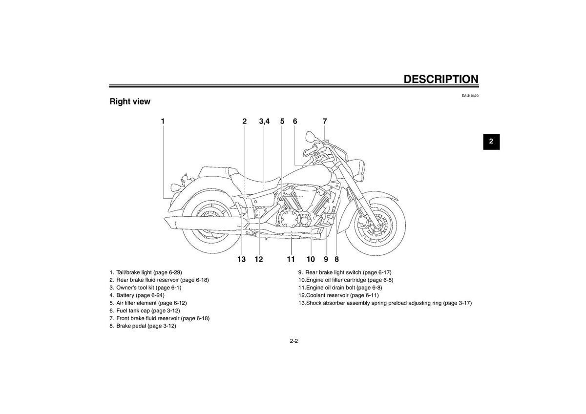 YAMAHA XVS1300A Owners Manual 2009 - STEEL WIRE BOUND - PROTECTIVE COVERS