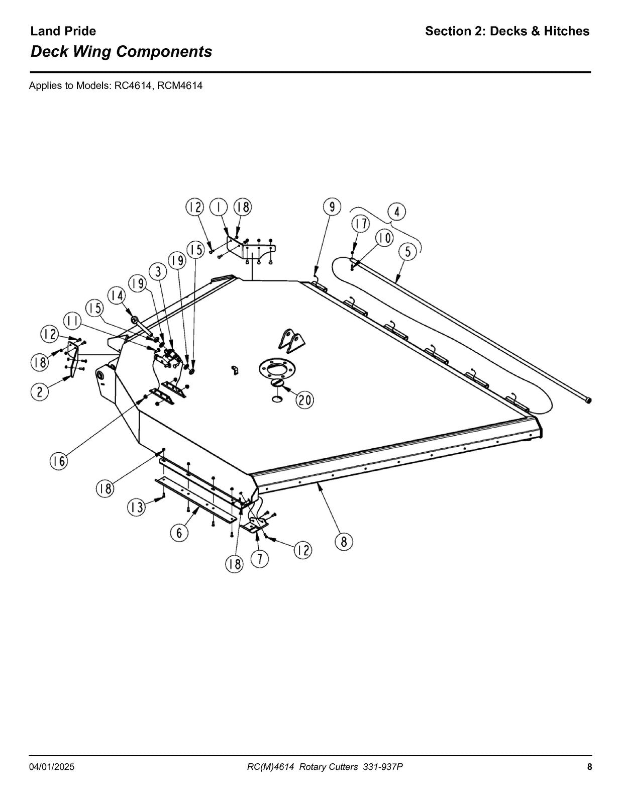 LAND PRIDE RC4614 Rotary Cutter Parts Manual 2025 - WIRE BOUND - TOUGH COVERS