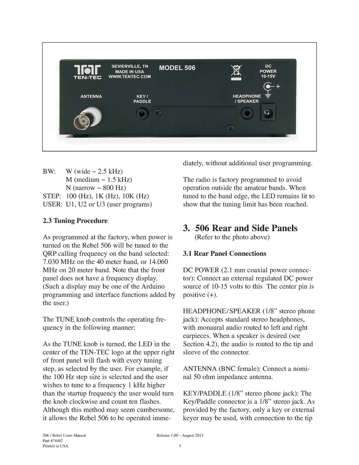TEN TEC Rebel Model 506 User Manual - BOUND - COVERS - XL FOLDOUT PAGES