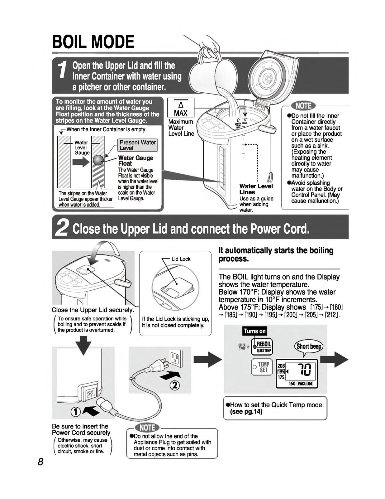 ZOJIRUSHI CV-JAC40 50 VE Hybrid Water Boiler Operating Instructions Manual