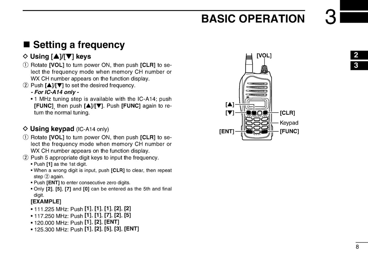 ICOM IC-A14 IC-A14S VHF Air Band Transceiver Instruction Manual - WIRE BOUND