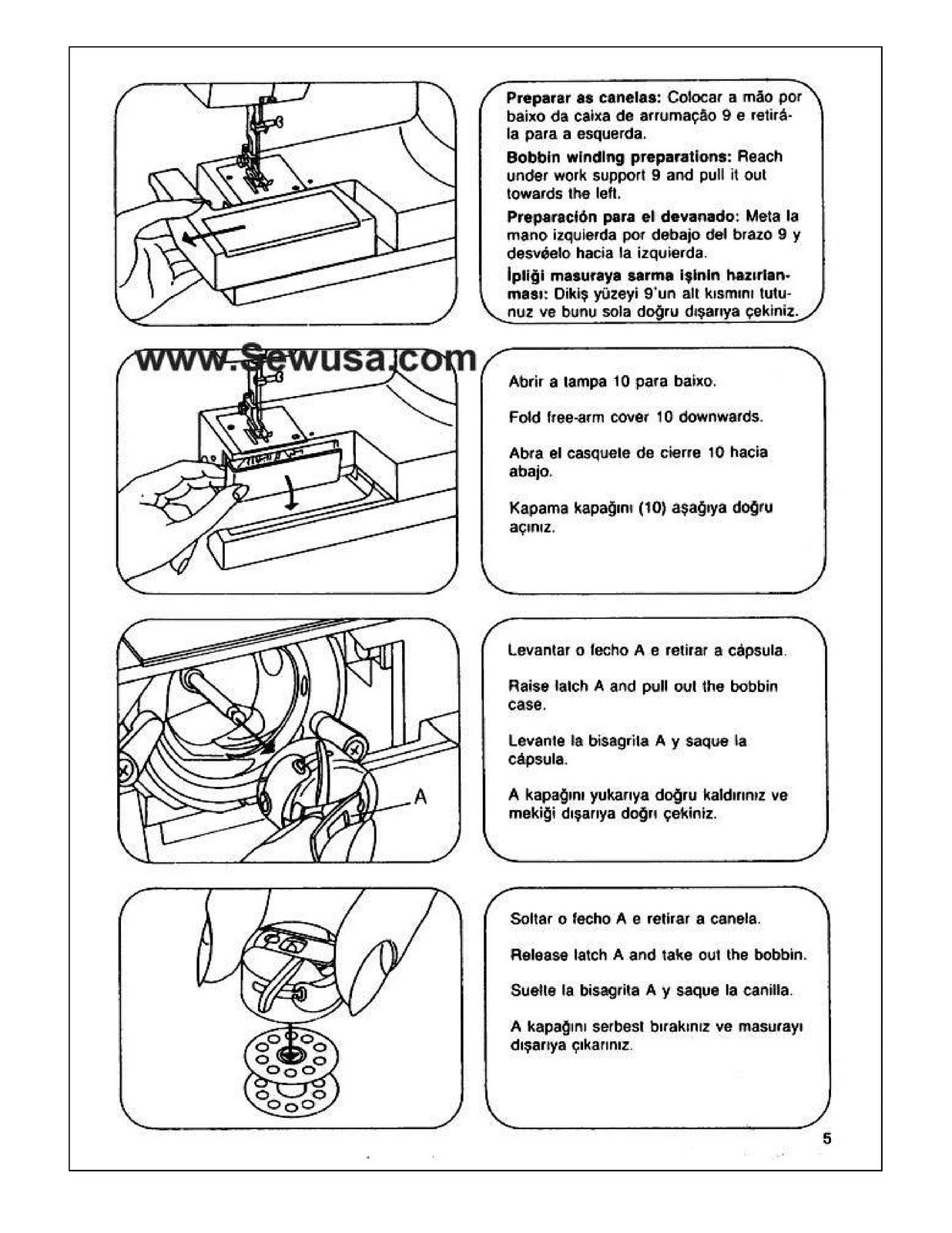 PFAFF 303 301 Instruction Manual - STEEL WIRE BOUND - PROTECTIVE COVERS