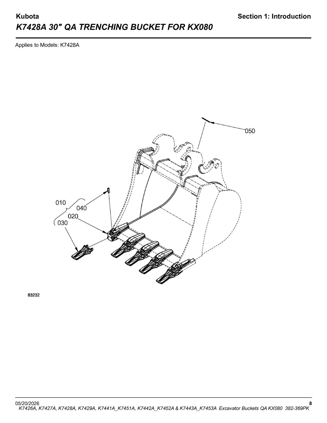 LAND PRIDE K74XX KX080 K-series Excavator Buckets Parts Manual 2026 - WIRE BOUND