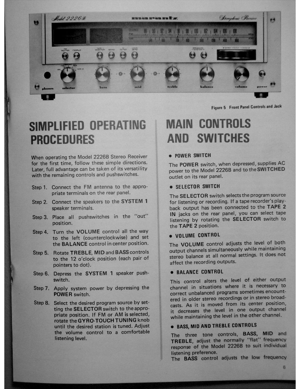 MARANTZ 2226B Stereophonic Receiver Handbook Of Instructions Manual - WIRE BOUND