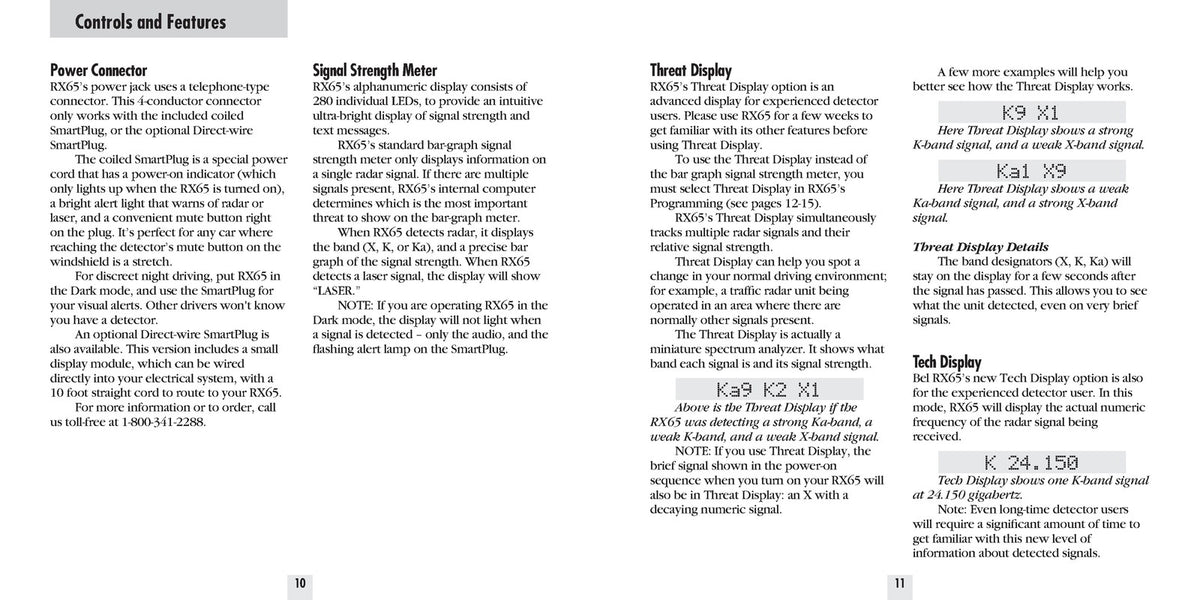BELTRONICS Bel Pro RX65 Radar Detector Owners Manual - WIRE BOUND - TOUGH COVERS